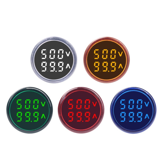 SINOTIMER ST16VA Round 22mm LED Digital Display AC Voltage Current Indicator AC 60-500V 0-100A(01 Red) by SINOTIMER