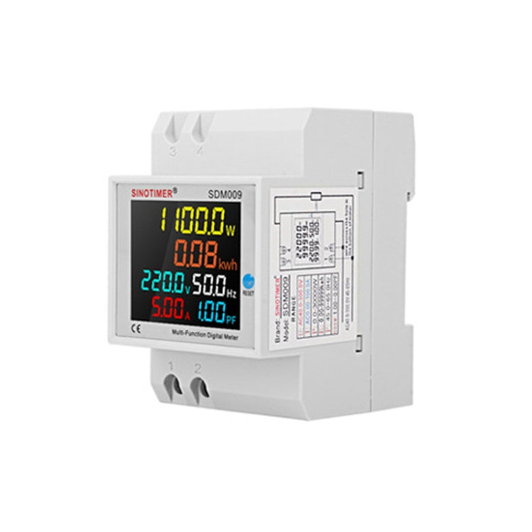 SINOTIMER SDM009 Din Rail Single-Phase Voltage Current Frequency Power Factor Electricity Multifunctional Meter, Model: AC40-300V Built-In - Current & Voltage Tester by SINOTIMER | Online Shopping UK | buy2fix