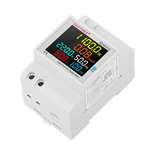 SINOTIMER SDM009 Din Rail Single-Phase Voltage Current Frequency Power Factor Electricity Multifunctional Meter, Model: AC40-300V Built-In by SINOTIMER