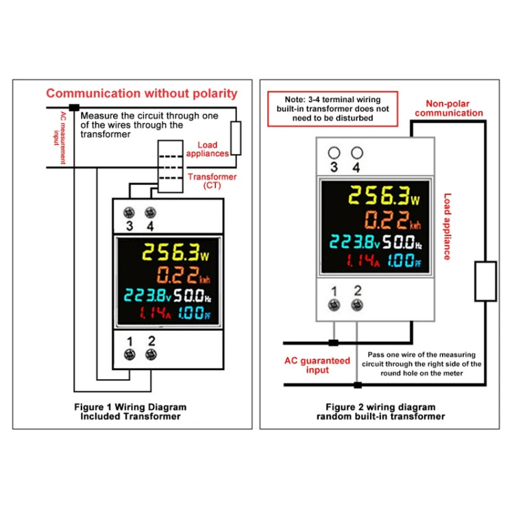 SINOTIMER SDM009 Din Rail Single-Phase Voltage Current Frequency Power Factor Electricity Multifunctional Meter, Model: AC40-300V Built-In - Current & Voltage Tester by SINOTIMER | Online Shopping UK | buy2fix