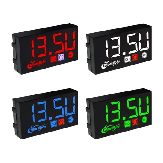 Compact LED Digital Display Time Voltmeter, Specification: 3 in 1 Blue by buy2fix