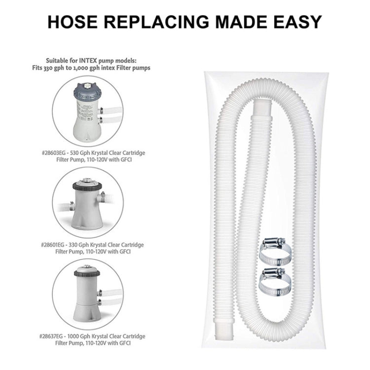 For Intex Swimming Pool Filter Pump Replacement 1 Hose 2 Clamps - Swimming Pool Parts by buy2fix | Online Shopping UK | buy2fix