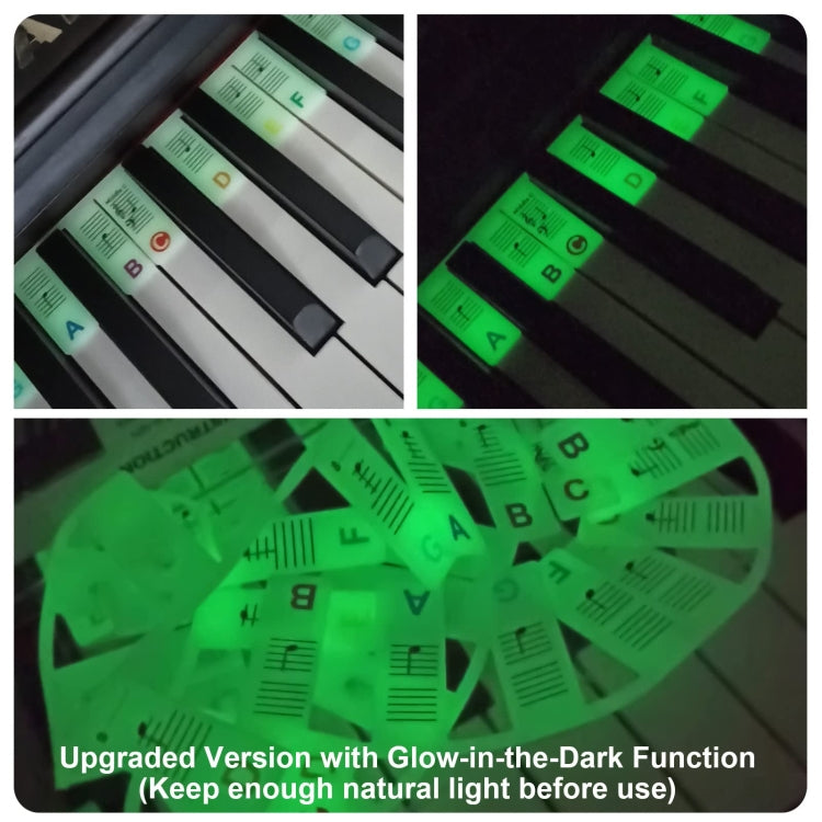 Luminous Silicone Piano Notes Guide Removable Piano Keyboard, Spec: 61 Keys Black Text - Keyboard Accessories by buy2fix | Online Shopping UK | buy2fix