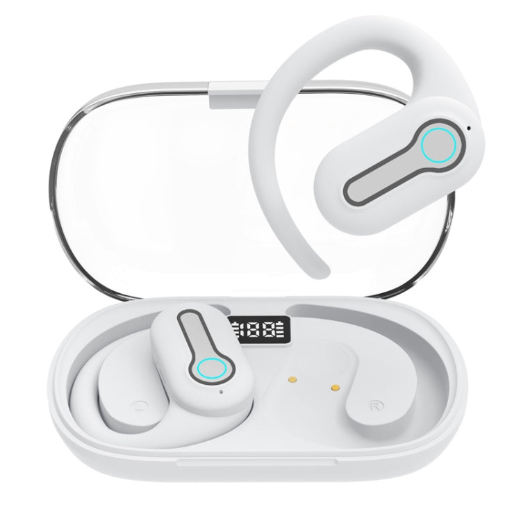 J31 OWS Hanging Ear Stereo Bluetooth Earphones With Digital Charging Compartment(White) - Bluetooth Earphone by buy2fix | Online Shopping UK | buy2fix