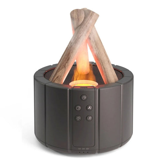Bonfire Shaped Remote Control Aroma Diffuser Desktop Flame Humidifier, Color: Black