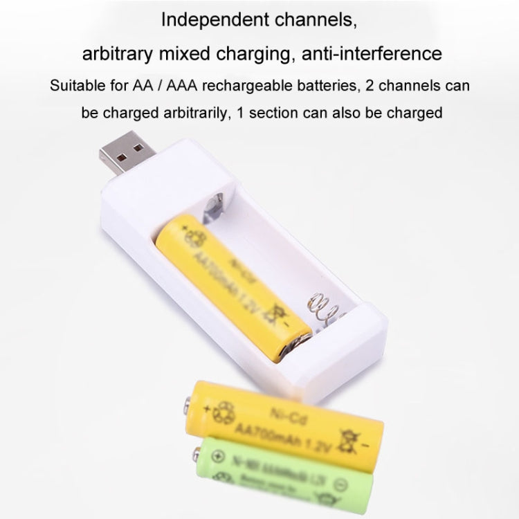 Directly Inserted 2 Slots USB AA / AAA Rechargeable Battery Charger - Charger & Converter by buy2fix | Online Shopping UK | buy2fix