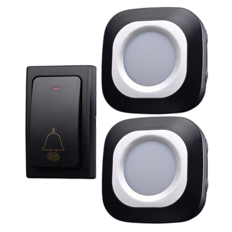 Flash Wireless Home Doorbell Self-Generated Smart Remote Control Doorbell Without Batteries, Specification: 1 For 2 Black(EU Plug) by buy2fix