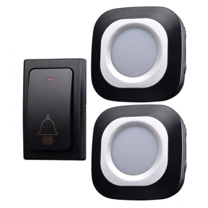 Flash Wireless Home Doorbell Self-Generated Smart Remote Control Doorbell Without Batteries, Specification: 1 For 2 Black(EU Plug) by buy2fix