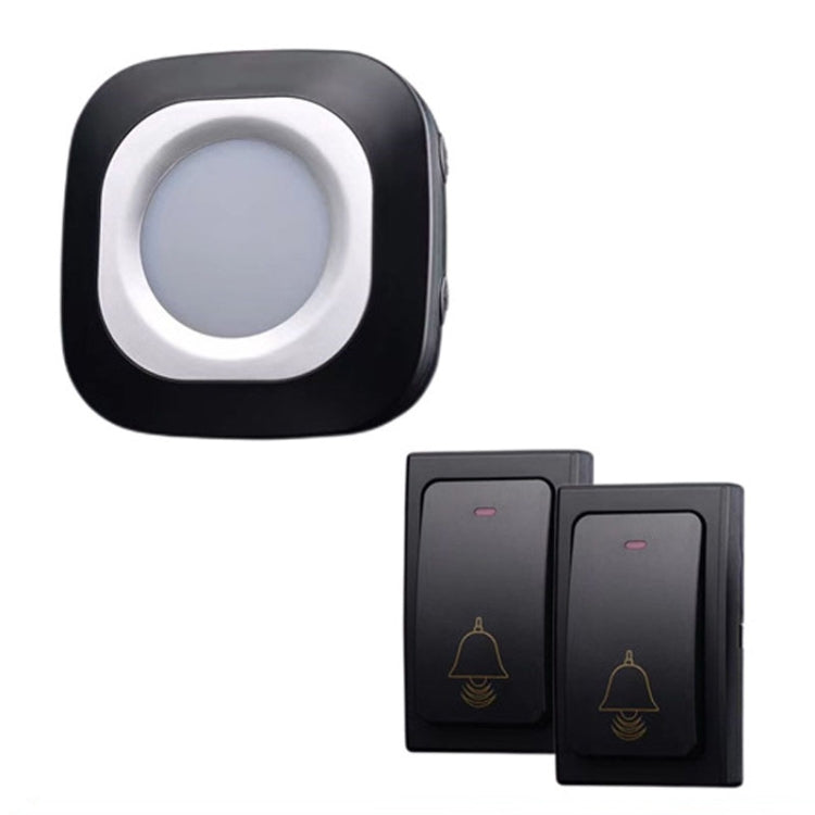 Flash Wireless Home Doorbell Self-Generated Smart Remote Control Doorbell Without Batteries, Specification: 2 For 1 Black(EU Plug) by buy2fix
