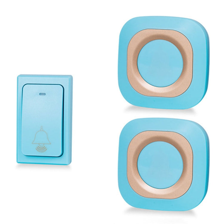 Flash Wireless Home Doorbell Self-Generated Smart Remote Control Doorbell Without Batteries, Specification: 1 For 2 Blue(EU Plug) by buy2fix