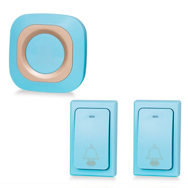 Flash Wireless Home Doorbell Self-Generated Smart Remote Control Doorbell Without Batteries, Specification: 2 For 1 Blue(US Plug) by buy2fix