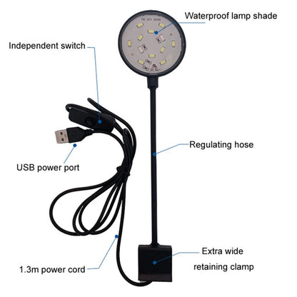 5W Fish Tank LED Clip Light USB Plug Lighting Aquarium Translucent Aquatic Plants Lamp(Black) - Fish Tank Lamps by buy2fix | Online Shopping UK | buy2fix