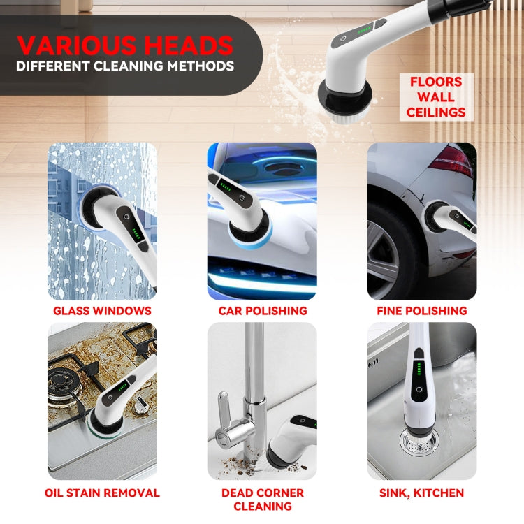 Cordless Electric Spin Scrubber Extension Handle with 7 Replacement Heads(Rose Gold) - Handheld Cleaner & Mops by buy2fix | Online Shopping UK | buy2fix