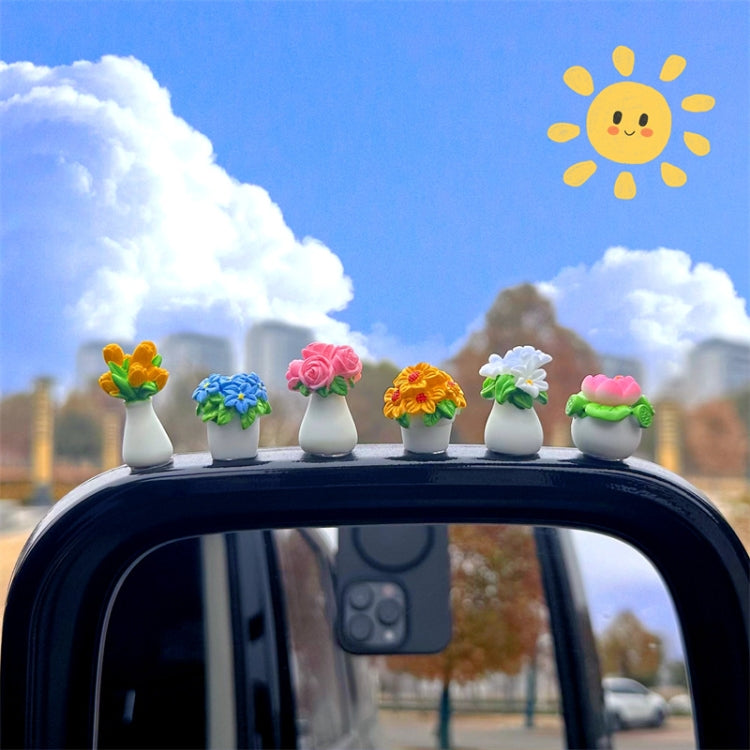 Simulated Potted Car Rearview Mirror Center Console Decorative Ornaments(6pcs /Set) - Ornaments by buy2fix | Online Shopping UK | buy2fix