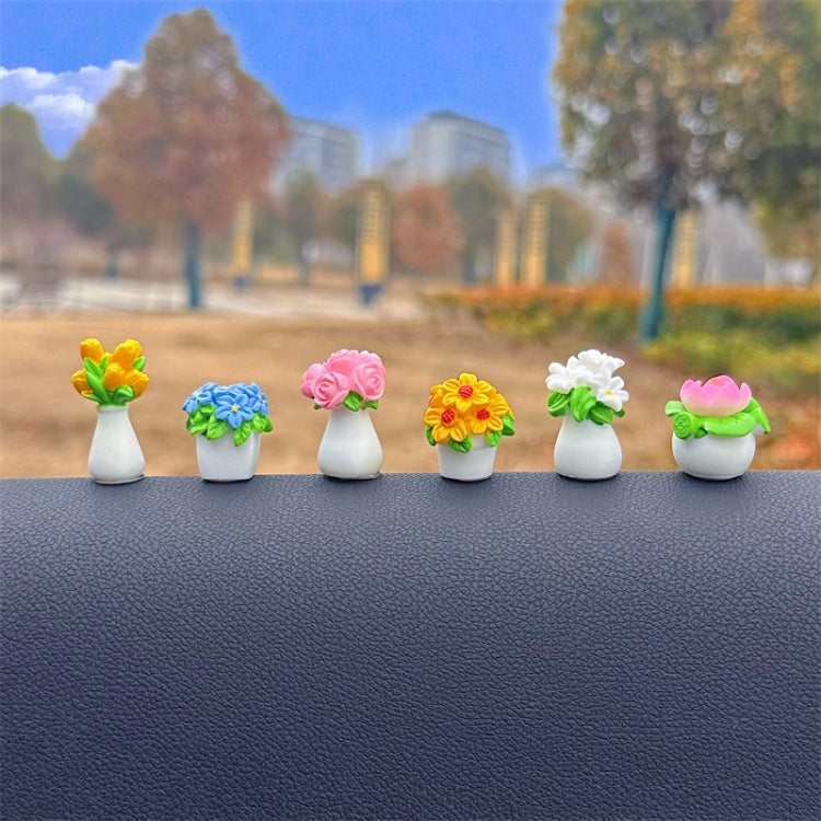 Simulated Potted Car Rearview Mirror Center Console Decorative Ornaments(6pcs /Set) - Ornaments by buy2fix | Online Shopping UK | buy2fix