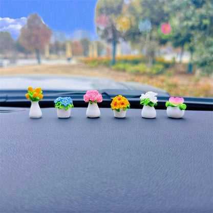 Simulated Potted Car Rearview Mirror Center Console Decorative Ornaments(6pcs /Set) - Ornaments by buy2fix | Online Shopping UK | buy2fix