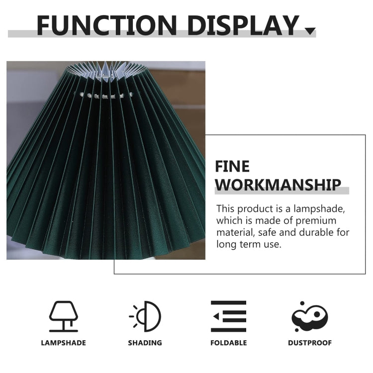 Table Lamp Shade Pleated KD Bedside Fabric Woven Lampshade Bedroom Floor Lamp Housing(Dark Green) - Lamp Shades by buy2fix | Online Shopping UK | buy2fix