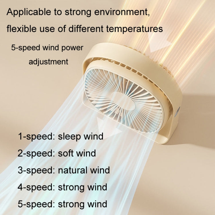 Lightweight USB Charging Nightlight Desktop Fan Summer Office Student Outdoor Multifunctional Small Fan(Beige) - Electric Fans by buy2fix | Online Shopping UK | buy2fix