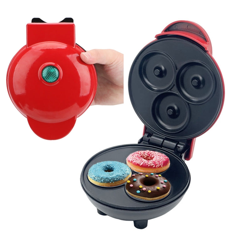 350W Mini Donut Maker Machine Can Make 3 Doughnuts 220V EU Plug(Red) - Electric Skillets by buy2fix | Online Shopping UK | buy2fix