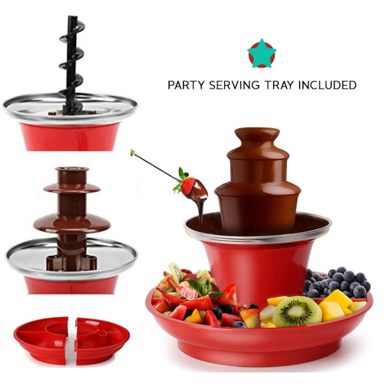 35W  3 Tier Chocolate Fountain  Mini Fondue Set with Hot Melting Pot Base 220V EU Plug - Others by buy2fix | Online Shopping UK | buy2fix