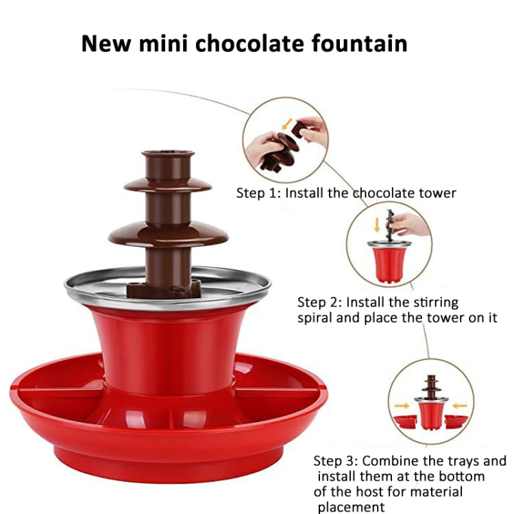 35W  3 Tier Chocolate Fountain  Mini Fondue Set with Hot Melting Pot Base 110V US Plug - Others by buy2fix | Online Shopping UK | buy2fix