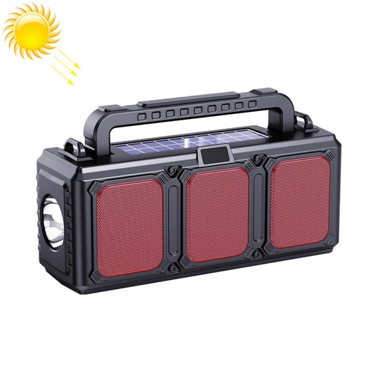 DV-860 Dual-Solar Flashlight Bluetooth Speaker FM Card Radio(Red) - Radio Player by buy2fix | Online Shopping UK | buy2fix