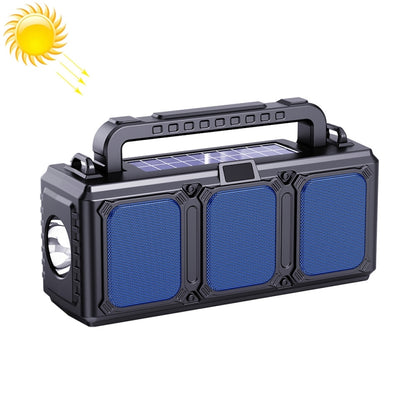 DV-860 Dual-Solar Flashlight Bluetooth Speaker FM Card Radio(Blue) - Radio Player by buy2fix | Online Shopping UK | buy2fix