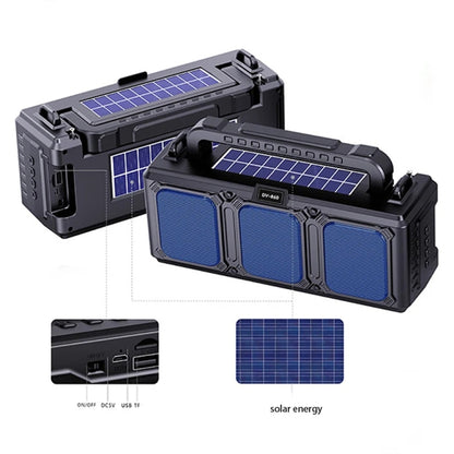 DV-860 Dual-Solar Flashlight Bluetooth Speaker FM Card Radio(Blue) - Radio Player by buy2fix | Online Shopping UK | buy2fix