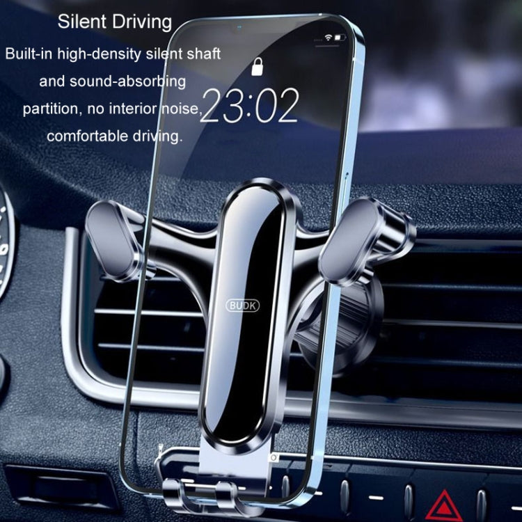 BUDK Triangle Gravity Sensor Car Phone Bracket Car Air Vent Navigation Holder, Model: Bent Suction Cup Base Model - Car Holders by BUDK | Online Shopping UK | buy2fix