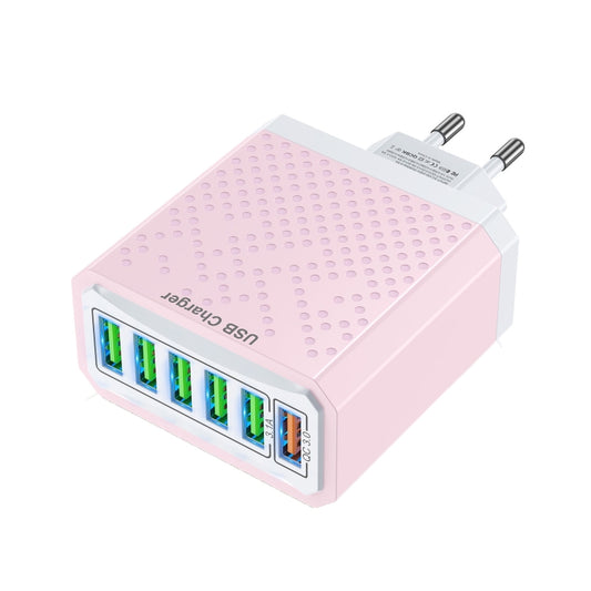 6-Ports Multifunctional Quick Charging USB Travel Charger Power Adapter, Model: Pink EU Plug by buy2fix