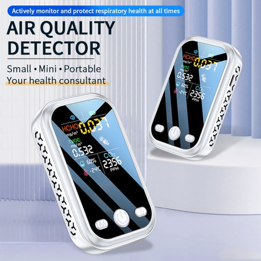 5 In 1 Air Quality Monitor TVOC HCHO CO2 Detector Temperature Humidity Tester(White) by buy2fix