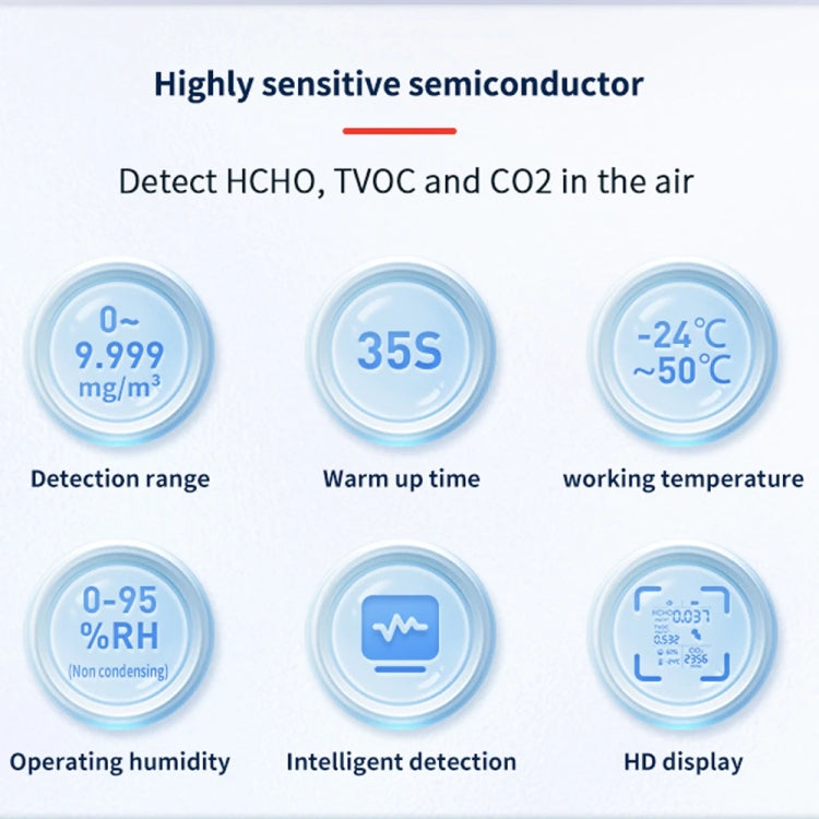 5 In 1  Air Quality Monitor TVOC HCHO CO2 Detector Temperature Humidity Tester(White) - Air & Water Quality Tester by buy2fix | Online Shopping UK | buy2fix