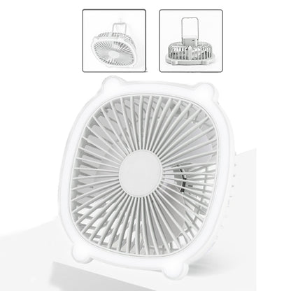 Rechargeable Table Fan With Reading LED Light  3 Wind Speed Adjustment(White) - Electric Fans by buy2fix | Online Shopping UK | buy2fix