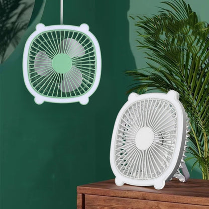 Rechargeable Table Fan With Reading LED Light  3 Wind Speed Adjustment(White) - Electric Fans by buy2fix | Online Shopping UK | buy2fix