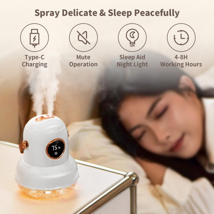 ICARER FAMILY IF-JS01 USB Charging Desktop Night Light Dual-spray Humidifier, Color: White (Digital) - Air Purifiers & Accessories by ICARER FAMILY | Online Shopping UK | buy2fix