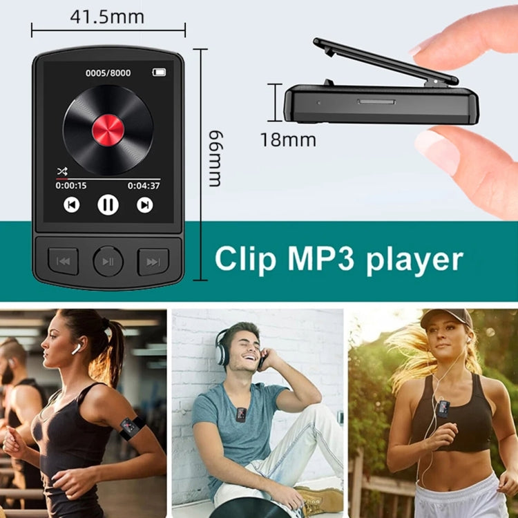 16GB 1.8-Inch Color Screen Recording MP3/MP4 Sports Bluetooth Walkman With Back Clip - MP3 Player by buy2fix | Online Shopping UK | buy2fix