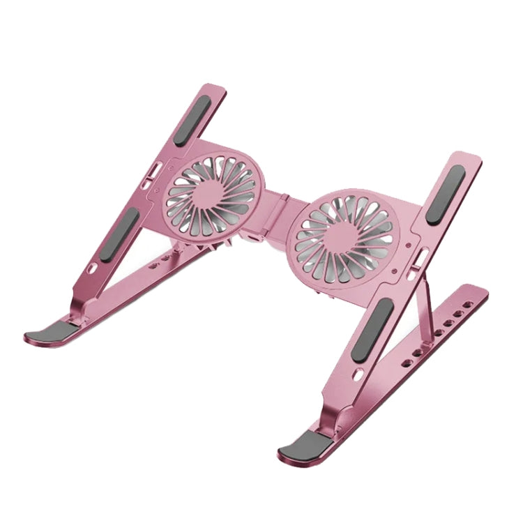 C9 Pro RGB Ambient Light Foldable Fan Cooling Laptop Aluminum Alloy Heightening Stand, Color: Pink - Laptop Stand by buy2fix | Online Shopping UK | buy2fix