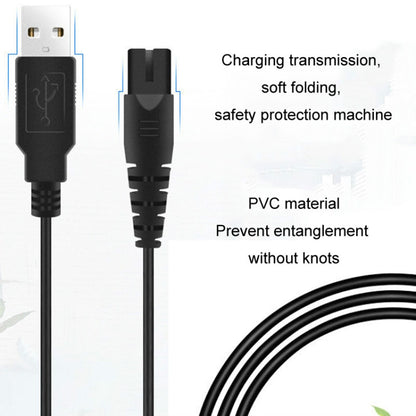 1.25m For Shaver / Water Refill Device USB TTo 8-Figure Tail Charging Cable Power Cord(Black) - Accessories by buy2fix | Online Shopping UK | buy2fix