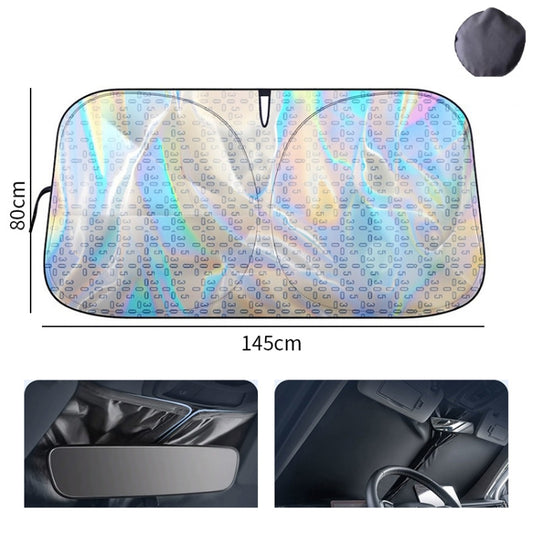 145x80cm Car Front Windshield Sun Protection Laser Sunshade Blinds, Style: Double Circle Sun Visor by buy2fix