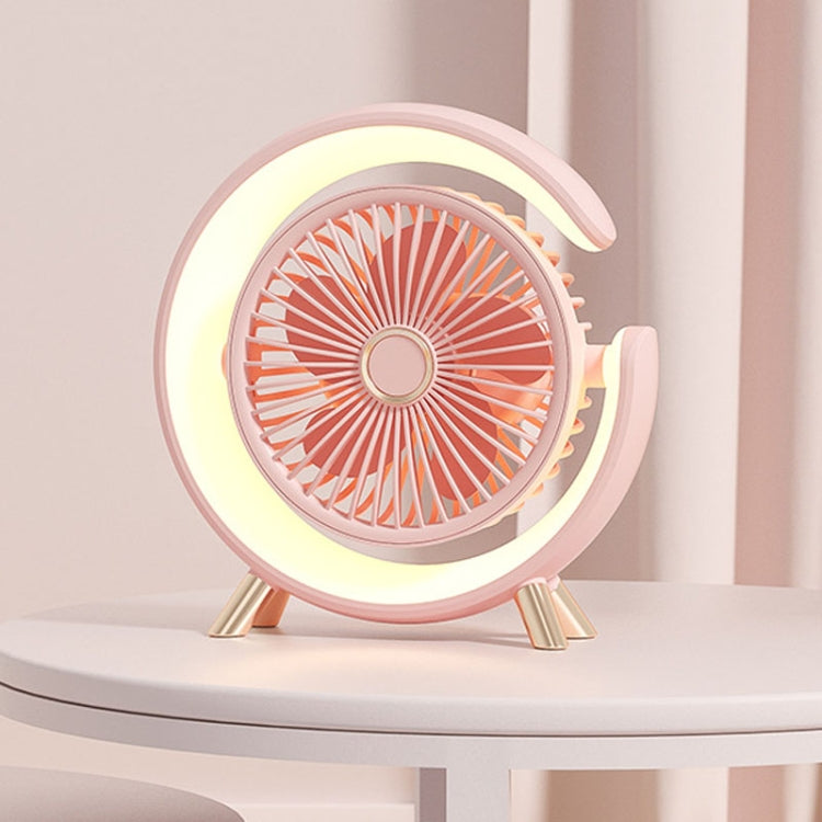 USB Charging Desktop Fan With Light Student Dormitory Light Sound Office Aroma Desktop Fan(Pink) - Electric Fans by buy2fix | Online Shopping UK | buy2fix