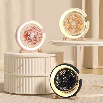 USB Charging Desktop Fan With Light Student Dormitory Light Sound Office Aroma Desktop Fan(Warm White) - Electric Fans by buy2fix | Online Shopping UK | buy2fix