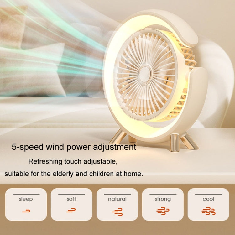 USB Charging Desktop Fan With Light Student Dormitory Light Sound Office Aroma Desktop Fan(Warm White) - Electric Fans by buy2fix | Online Shopping UK | buy2fix