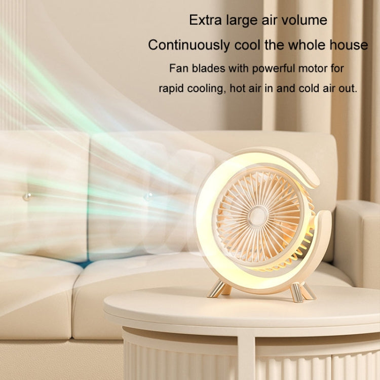 USB Charging Desktop Fan With Light Student Dormitory Light Sound Office Aroma Desktop Fan(Warm White) - Electric Fans by buy2fix | Online Shopping UK | buy2fix