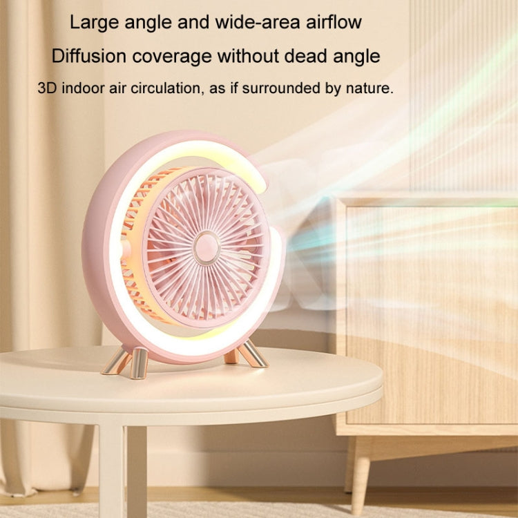 USB Charging Desktop Fan With Light Student Dormitory Light Sound Office Aroma Desktop Fan(Warm White) - Electric Fans by buy2fix | Online Shopping UK | buy2fix