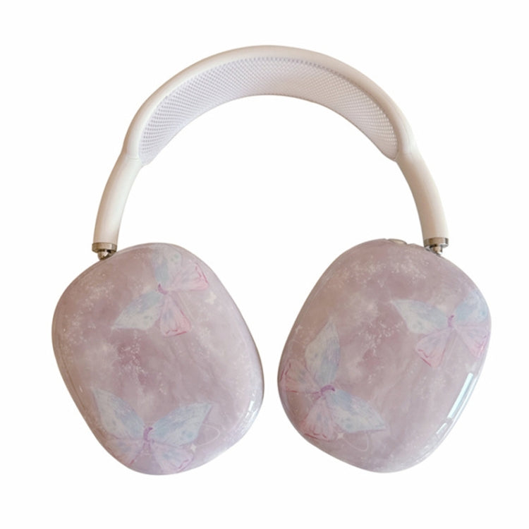 For AirPods Max 1Pair Marble Textured Butterfly Pattern Headphone Silicone Case(Light Purple) - For AirPods Max by buy2fix | Online Shopping UK | buy2fix