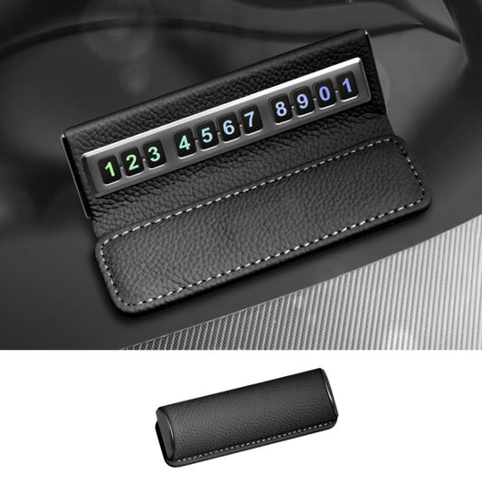 Car Front Windshield Temporary Parking Number Plate Interior Decoration(Black) by buy2fix