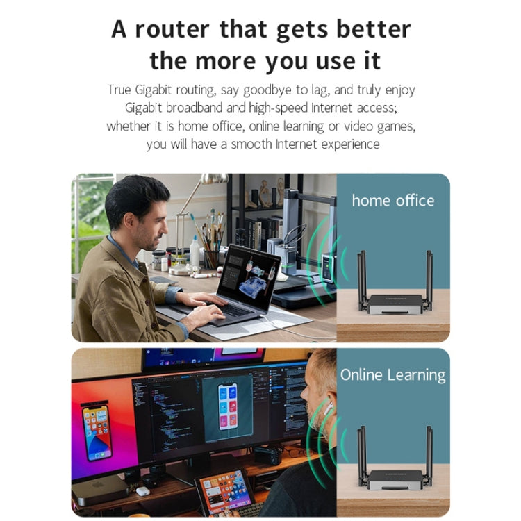 COMFAST CF-N5 V2  1200Mbps WiFi6 Dual Band Wireless Router With Gigabit Ethernet Port, 4x5dBi Antenna(US Plug) - Wireless Routers by COMFAST | Online Shopping UK | buy2fix