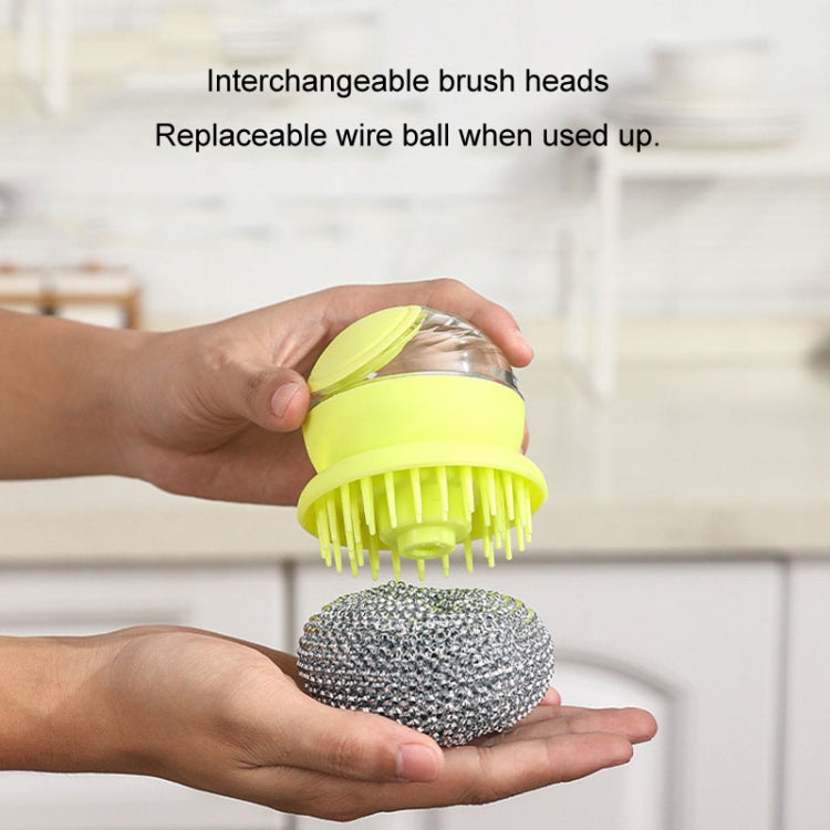 Kitchen Press Stain Removal Brush With Soap Dispenser Descaling Cleaning Pot Brush(Green) - Cleaning Tools by buy2fix | Online Shopping UK | buy2fix