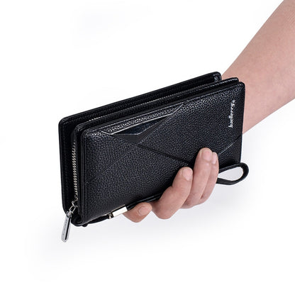 Baellerry S1240 Lychee Pattern Business Casual Zipper Long Wallet Multi-card Slot Clutch Bag(Black) - Wallets by Baellerry | Online Shopping UK | buy2fix