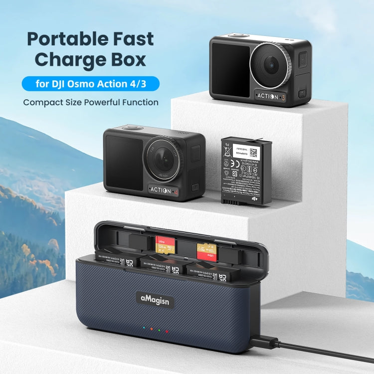 For DJI Action 4 / 3 aMagisn Fast Charge Charging Box Charger Sports Camera Accessories -  by aMagisn | Online Shopping UK | buy2fix